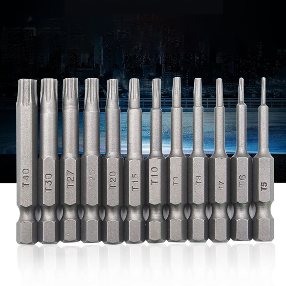 12 Chiếc Tuốc Nơ Vít Torx Điện Rỗng Chuôi Lục Giác 1/4 Inch Mũi Khoan Dụng Cụ Cầm Tay