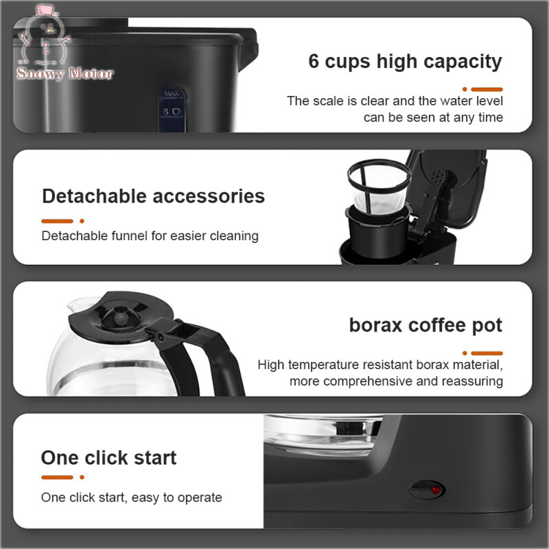 Drip Coffee Maker 600w High Power 6 Cups Large Capacity Kitchen Automatic Espresso Machine Espresso Maker