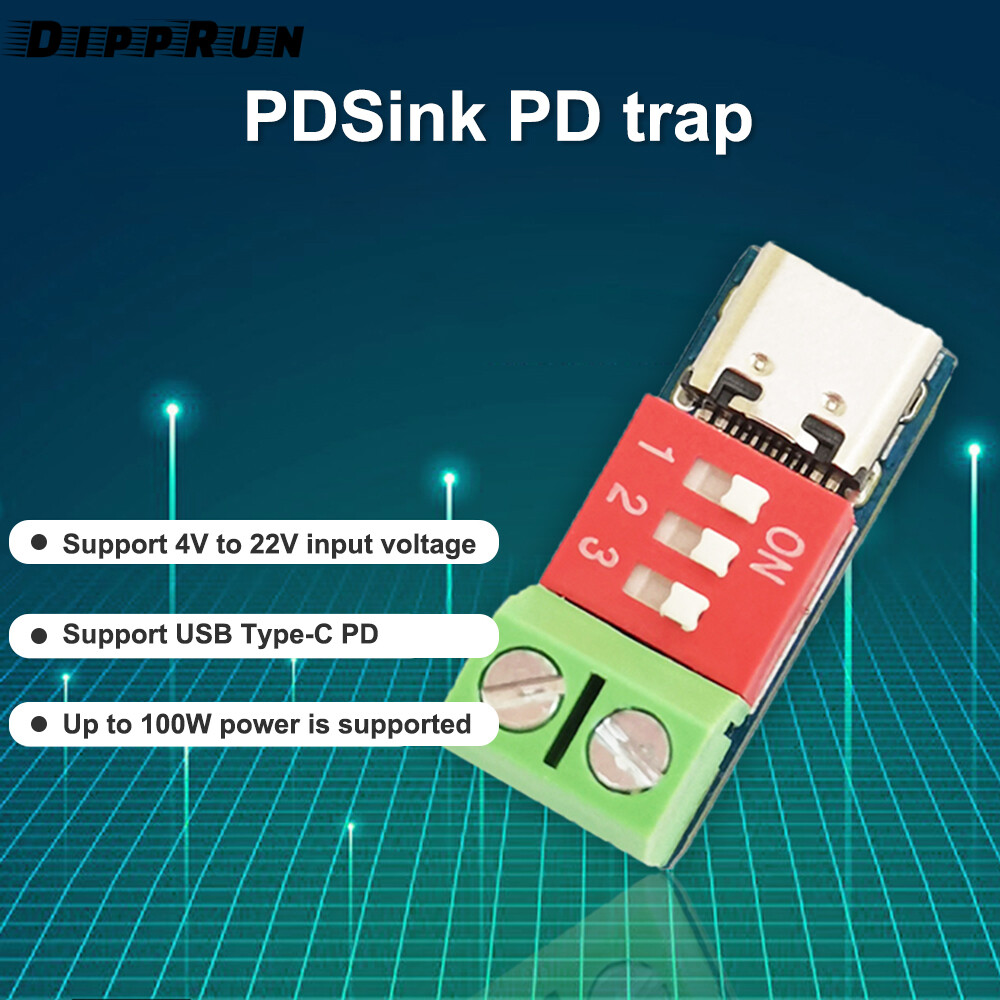 DIPPRUN Type-C PD Decoy Module QC Trigger 5V~20V DC Adjustable Voltage Power Module Dial Adjustment Voltage Fast Charging Decoy Module