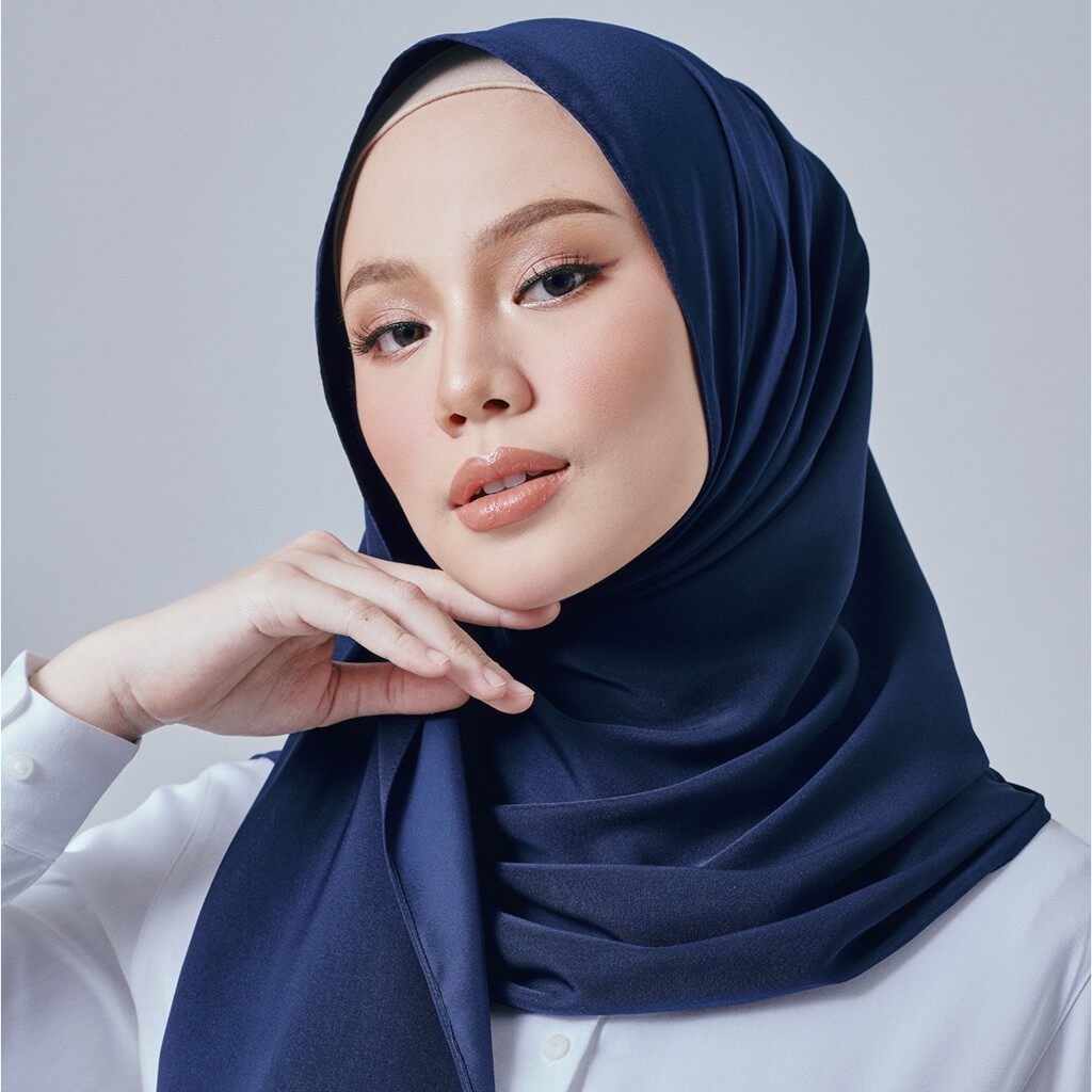 READY STOCK Shawl Blue Black Chiffon Shawl Navy Blue Chiffon