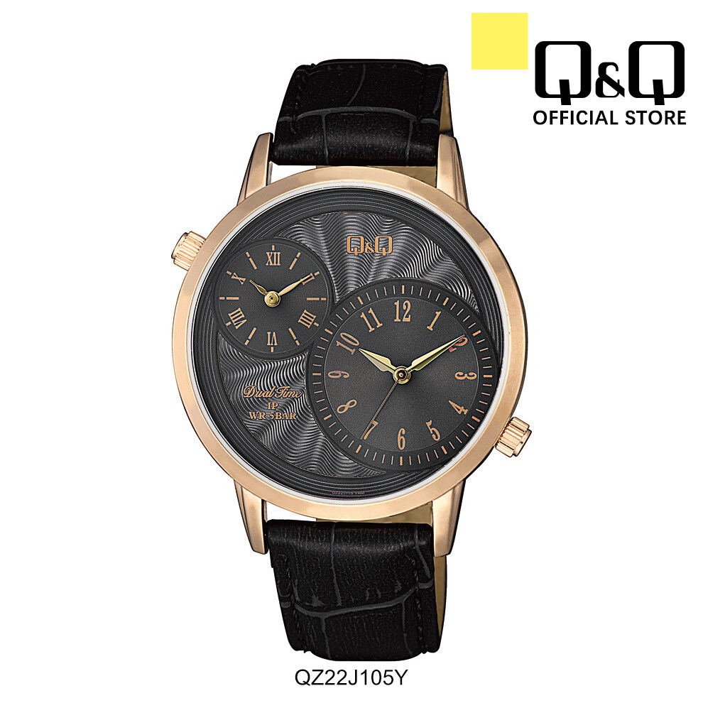 Q&Q Japan by Citizen QZ22 Men's Fashion Leather Dual Time Watch 