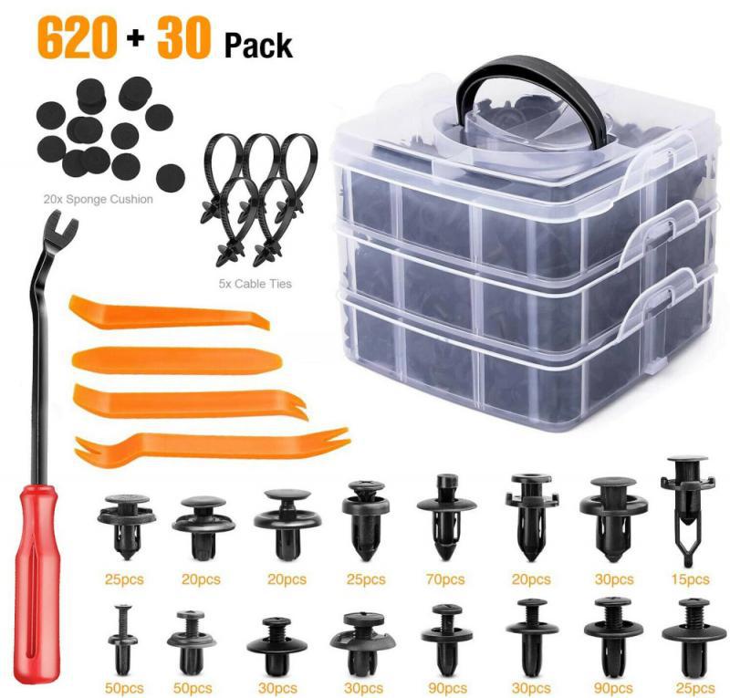 thumbnail image 2 of 500pcs Car Body Rivet Push Pin – Plastic Fastener Retainer – Bumper, Fender, Trim Clips – Assorted 2 of 3