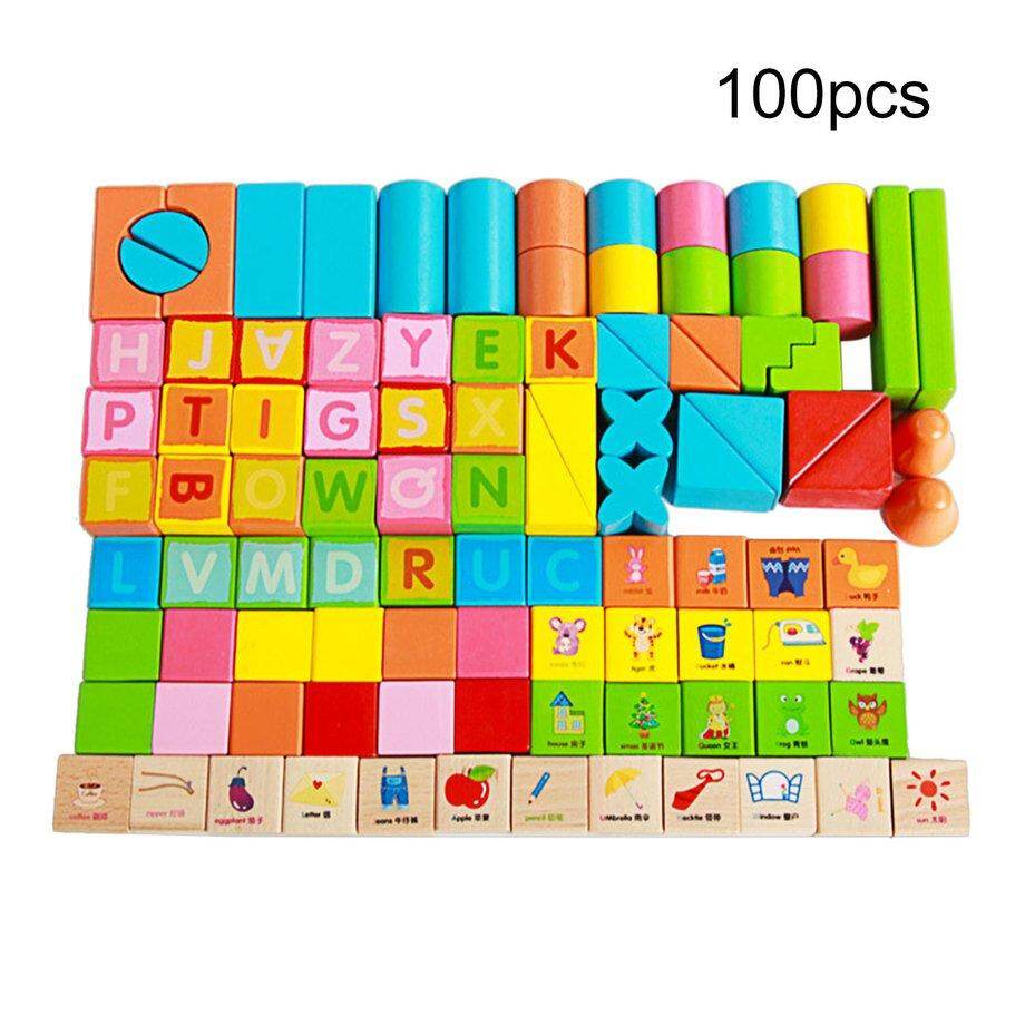 Jual Top 100 Pcs/set Kayu Anak Balok Susun Mainan Awal Mainan Edukatif Kayu