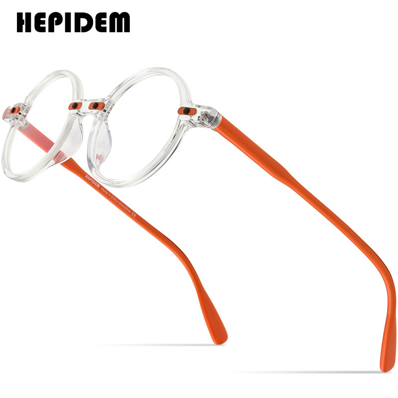 HEPIDEM Acetate Glasses Frame Men Vintage Retro Round Transparent Eyeglasses Women 2022 New Optical Spectacles Korean Japaness Style Eyewear 9173