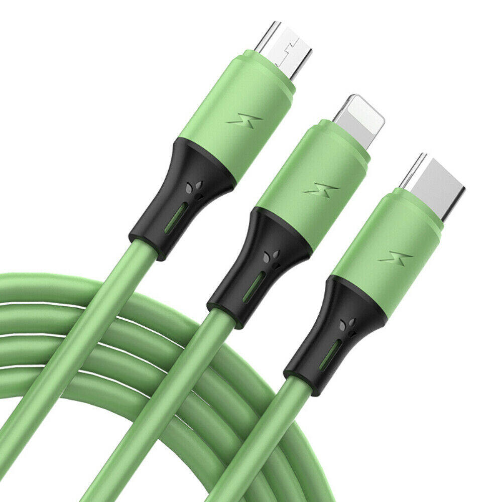 3 in 1 Data Cable Charging Cable Portable Silicone Charging Cable for Micro USB Type C iphone Samsung LeTV Xiaomi Huawei OPPO ViVo