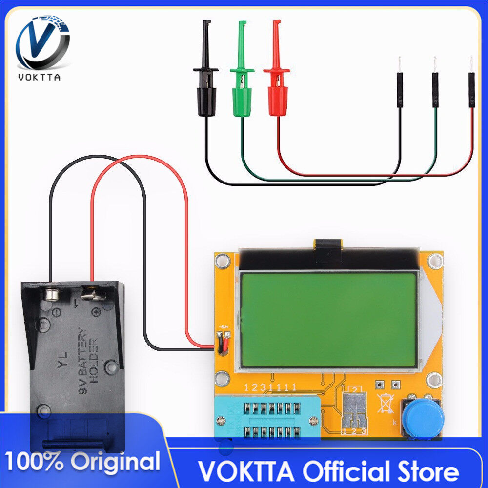 Original VOKTTA LCR-T4 Mega328 Digital Transistor Tester Diode Triode Capacitance LCR T4 Meter 12864 9V LCD Screen For MOSFET/JFET/PNP/NPN