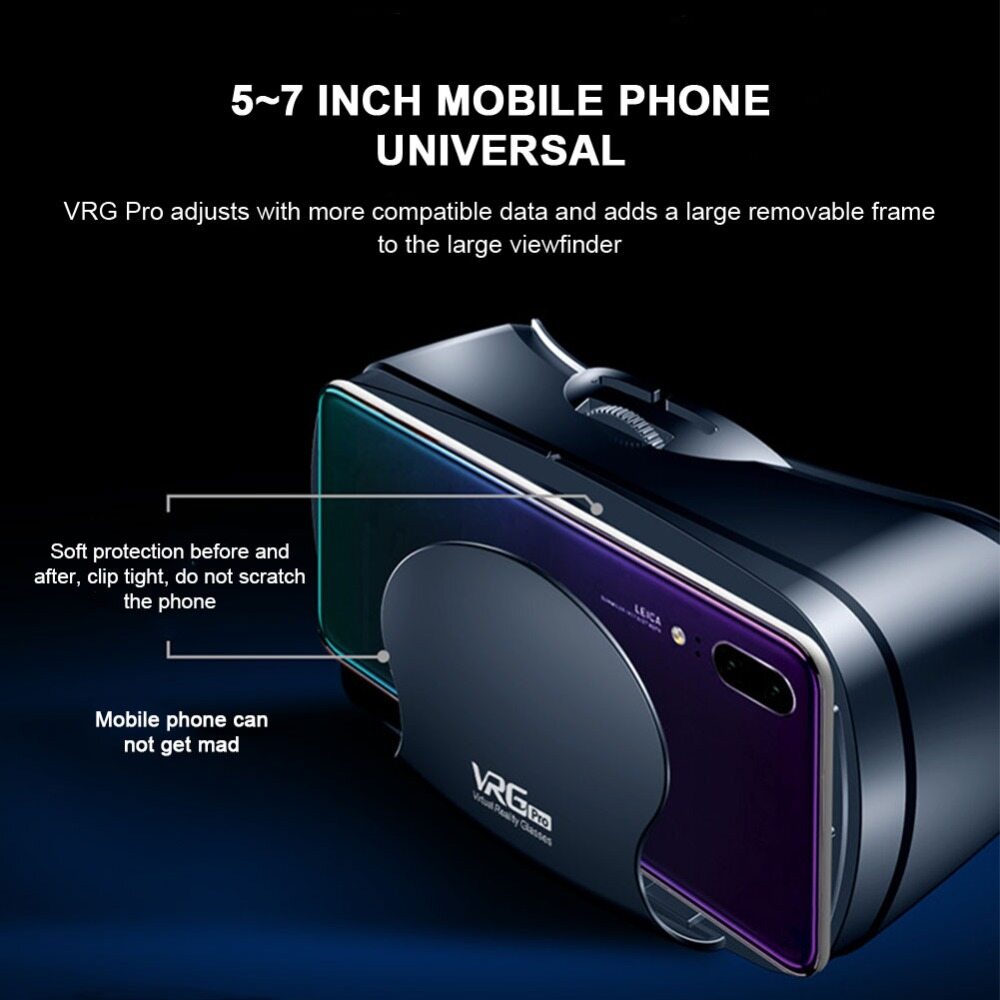 Kính Thực Tế Ảo VRG Pro 3D Góc Rộng 120 Độ Toàn Màn Hình Trực Quan Dùng với Tất cả các dòng Điện Thoại Thông Minh 3.5-7 inch