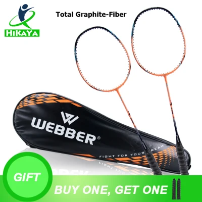 HIKAYA Graphite Badminton Racket 2pcs Professional Carbon -Fiber Badminton set original sale rakets with Carrying Bag & Gift