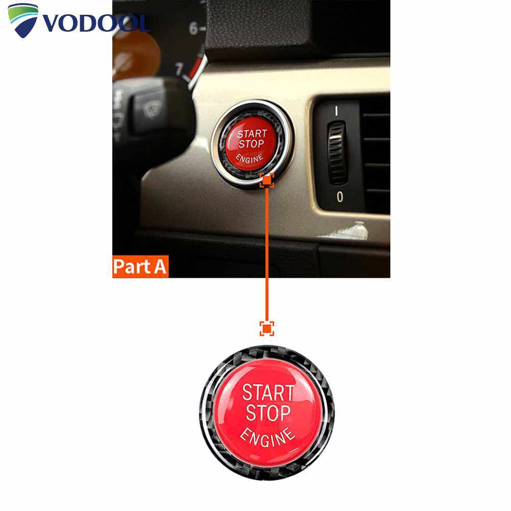 For BMW E90 E91 E92 E93 320i Car Engine Start Stop Button Replace Cover Trim Sticker Carbon Fiber Switch Car Styling Accessories