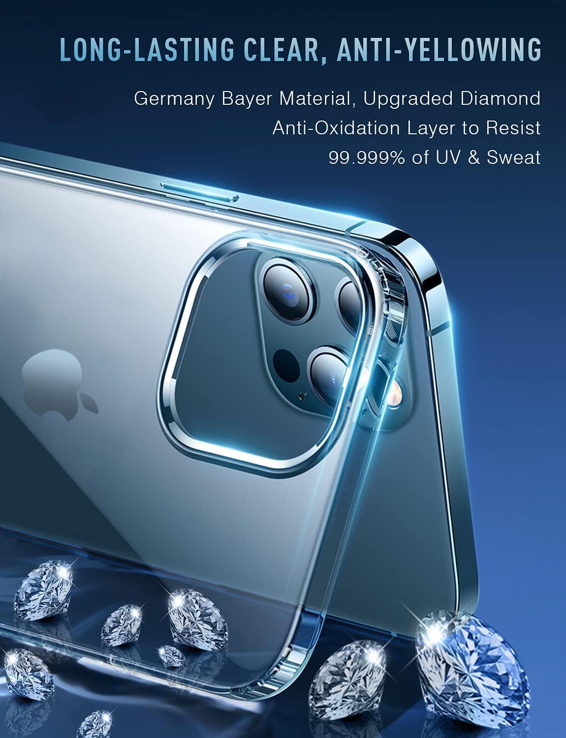 Trong suốt pha Lê Trường hợp khó khăn cho iPhone 16 Pro Max/16 cộng với/15 Pro Max/14 Pro Max/iPhone 13 Pro Max bìa, mỏng Mỏng Không-Vàng chống sốc bảo vệ điện thoại Trường Hợp Đối Với iPhone 12 Pro Max/iPhone 11 Pro Max