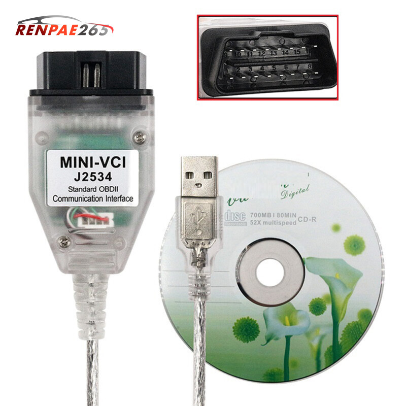 Mini vci j2534 diagnostic cable scanner adapter obd2 usb interface scan cable compatible for toyota lexa v16.20.023