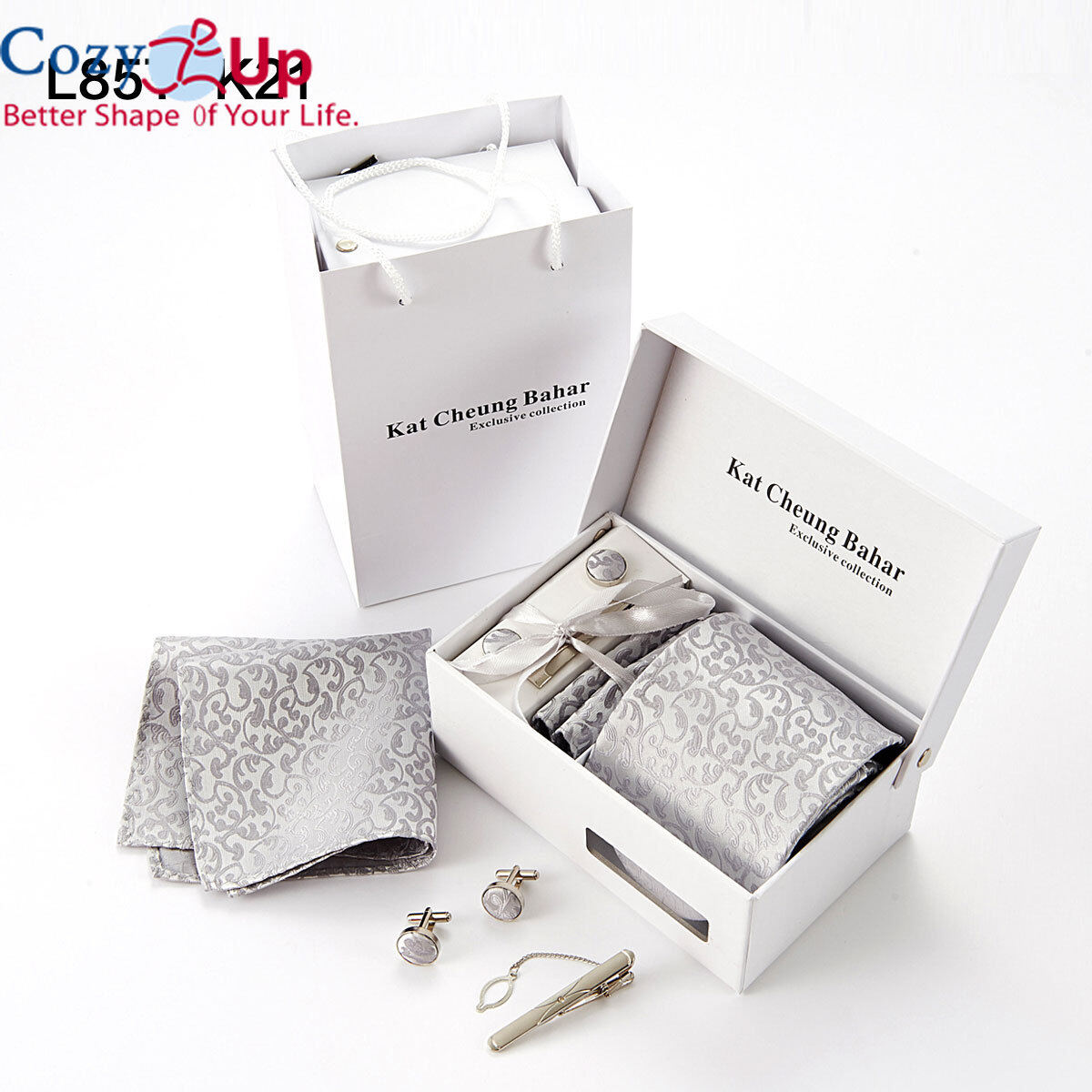 Cozy Up Men's Floral Tie Pocket Square Neck 6 Pieces/set of Polyester Fiber Casual Wedding Accessories 145cm