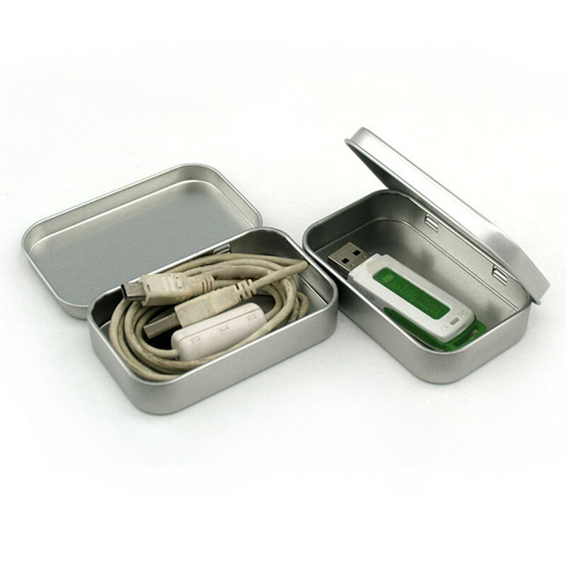 BOKALI 6pcs New Rectangular Empty Metal Tins Storage Hinged Containers 95*60*20mm