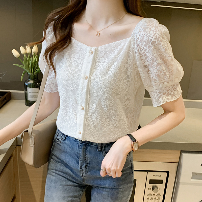 Square Collar Crochet Lace Korean Style 