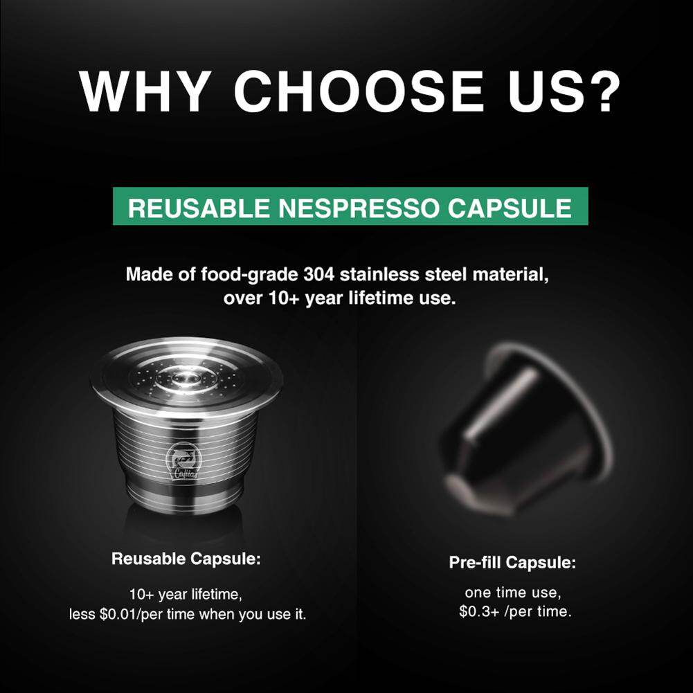 Reusable Stainless Steel Coffee Capsule Cup Nespresso Coffee Filter Set