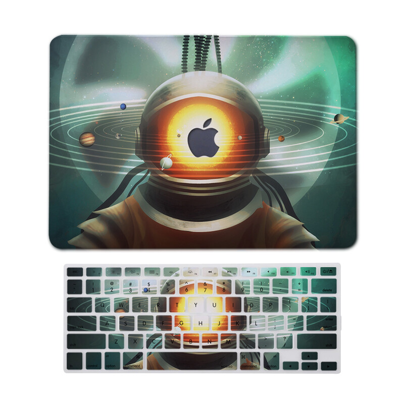 Space Astronaut Case for New MacBook Air Pro 13 11 Inch Model A1932 A2179 A2337 A2338 M1 Chip with Touch ID 2018 2019 2020 2021 Lightweight Soft Touch Hard Laptop Skin Cover Accessories Set Protective Shell Keyboard Keypad Cover