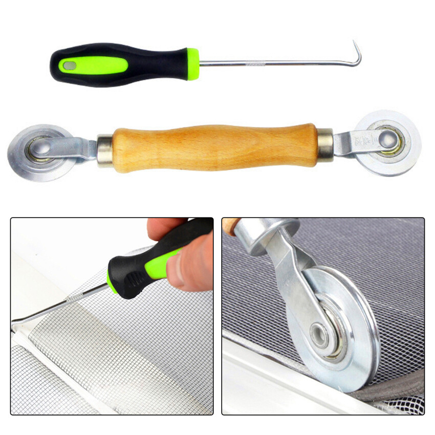Wooden Handle And Steel Wheels Rolling Tool For Double Window Installation Hand Spline Roller Household Durable Screen Door