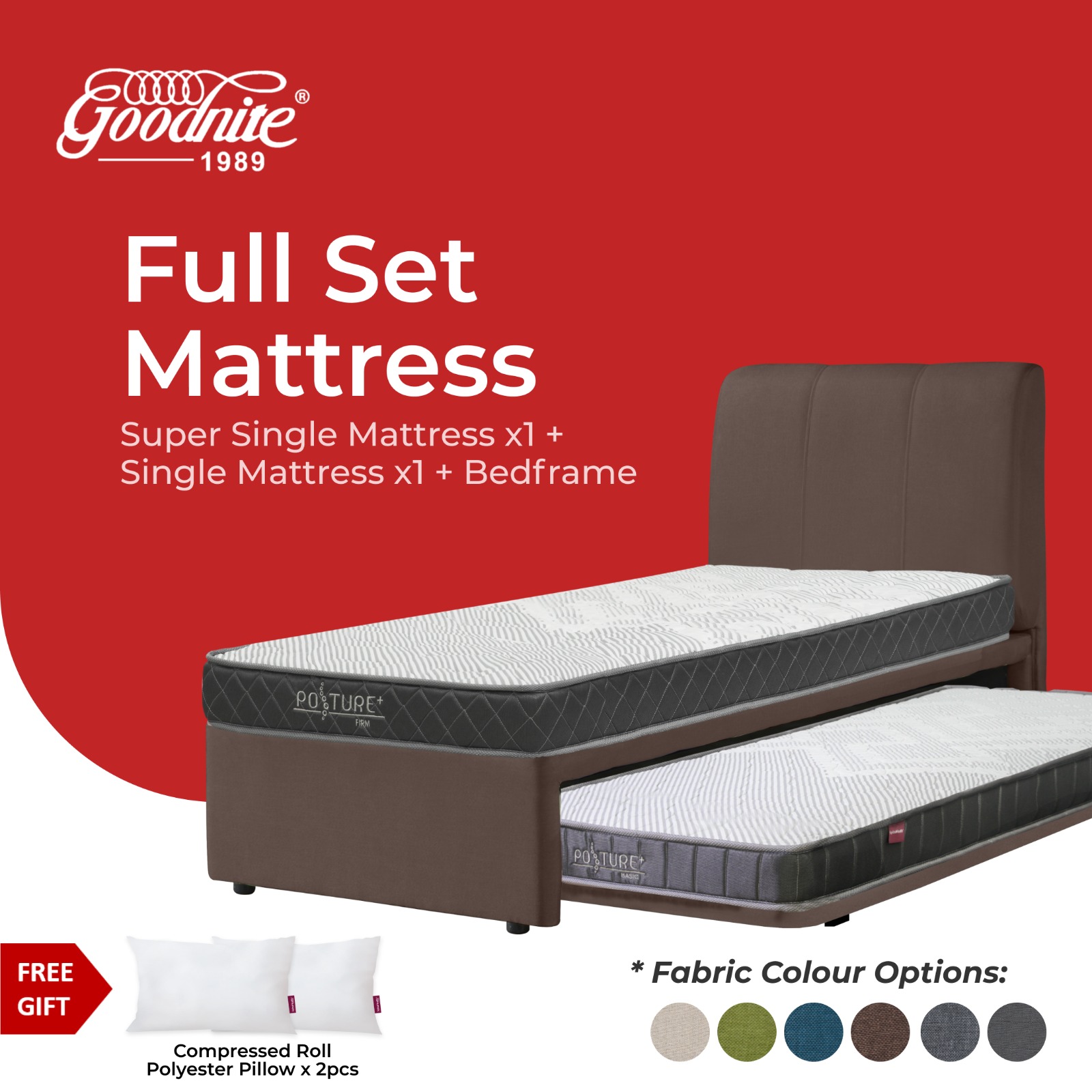 [FULL SET PULL OUT BED] Goodnite SLP2 Super Single Top +Single Bottom ...