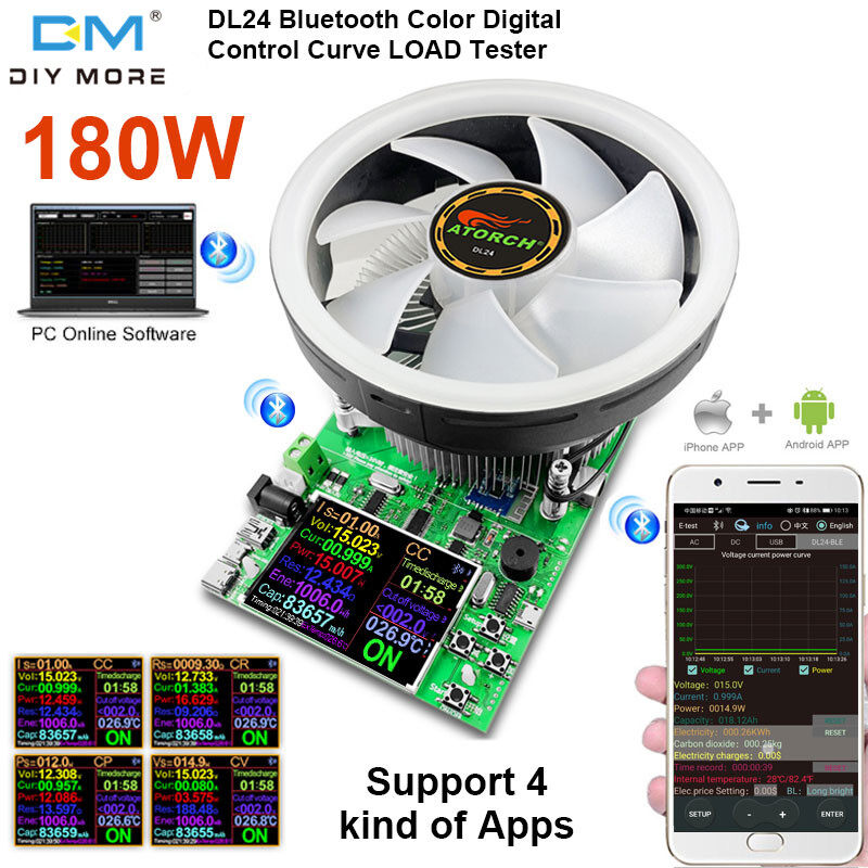 diymore DL24/DL24P 150W/180W CNC điều chỉnh hiện tại xả tải lão hóa Tester Màn hình LCD DC USB điện áp hiện tại Tester