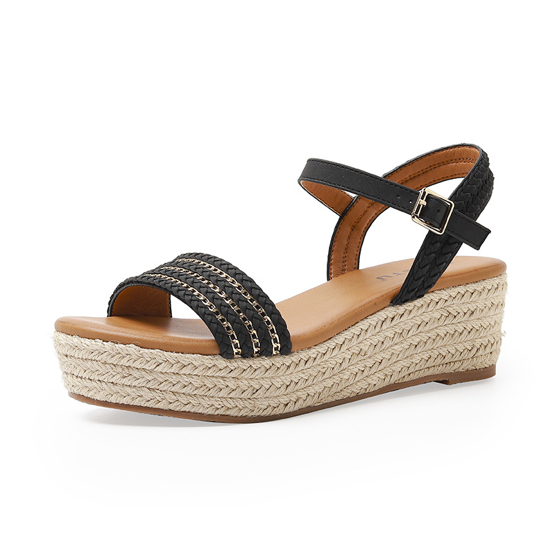 Summer Simplicity Women's Comfortable Platform Low Heel Wedge Sandals with Hemp Rope