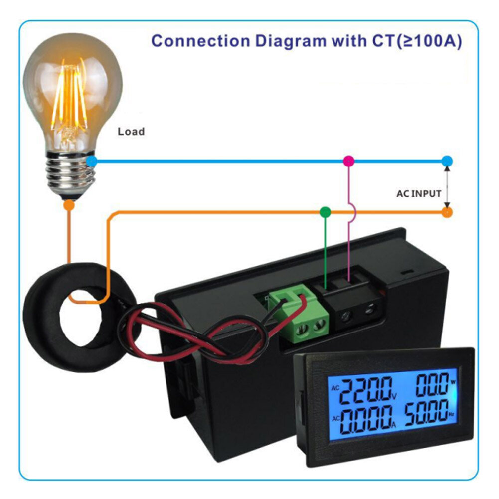 YB5140DM Multi Function AC Ampere Meter Voltmeter 0~20A Digital Display 60~500V