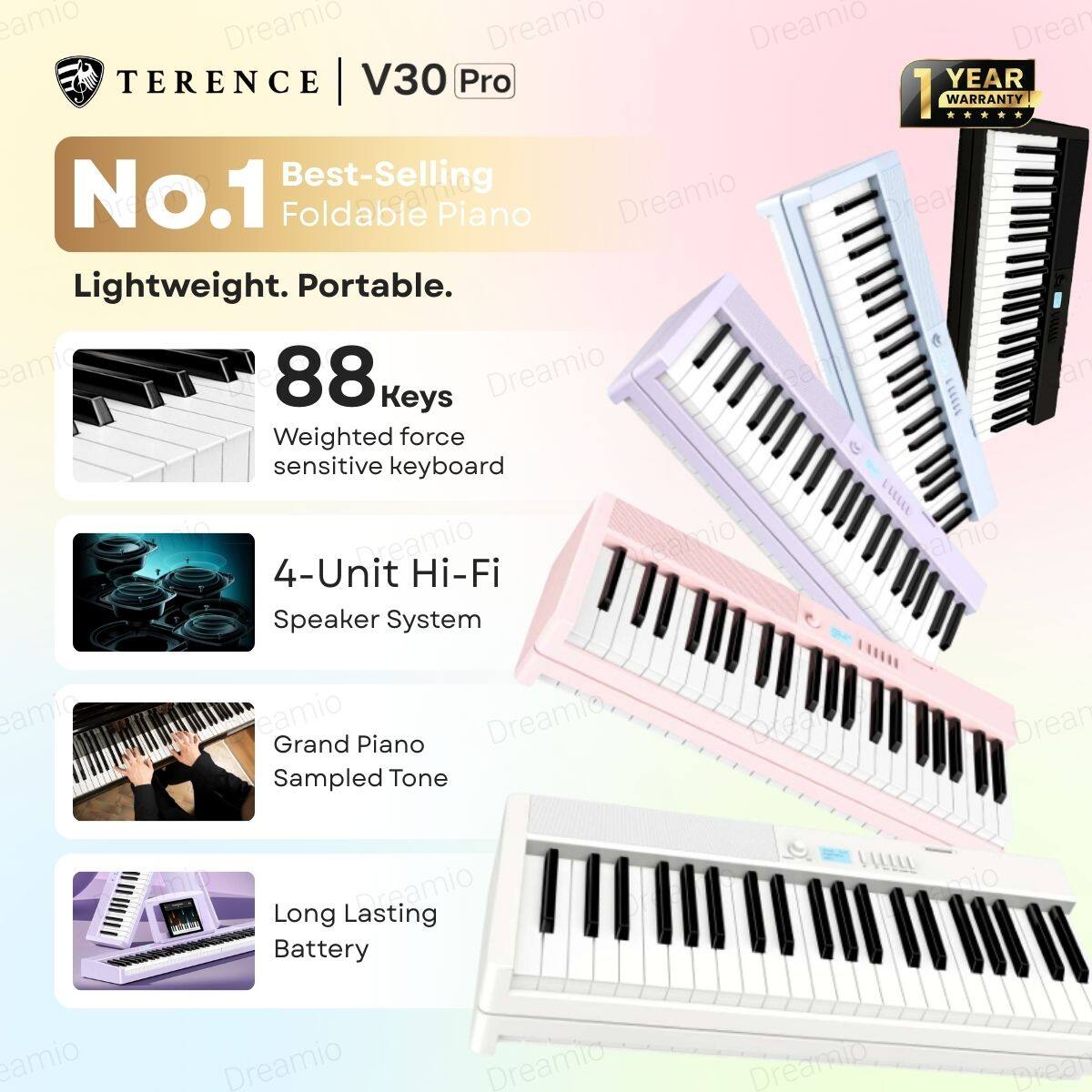 Terence V30 Pro 88 Keys Foldable Piano Electonic Keyboard | Lazada
