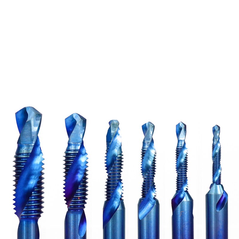 Ashowner 6Pcs M3-M10 Hex Shank Titanium Plated HSS Screw Thread Metric Tap Drill Bits Screw Machine Compound tap Hand Tools