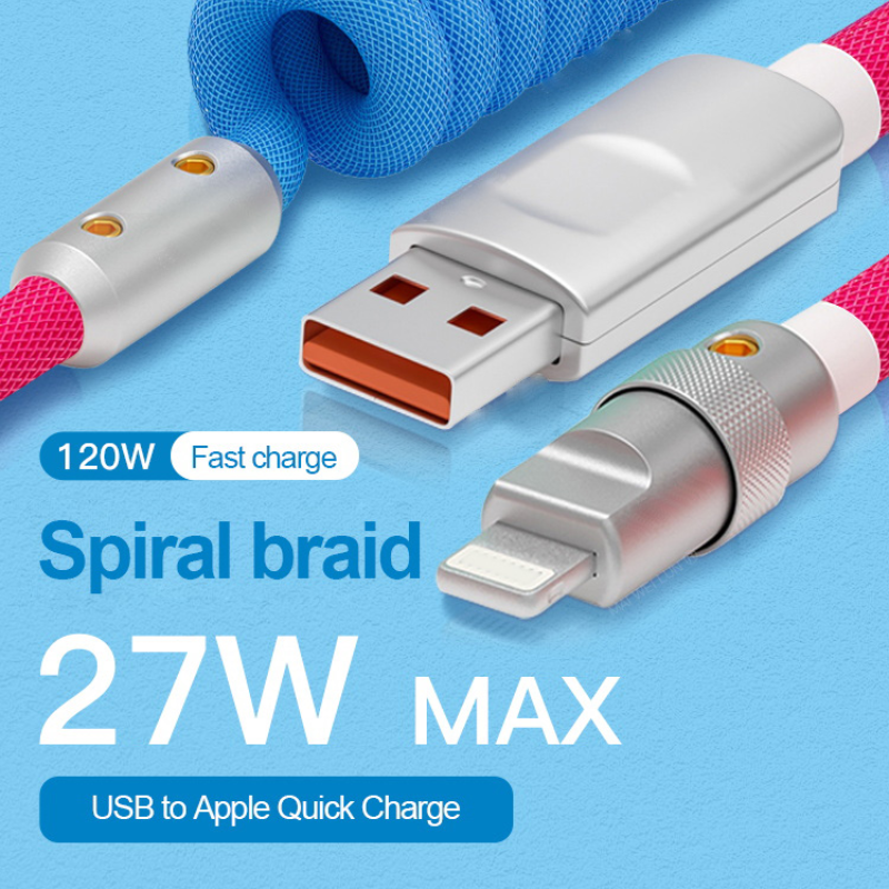 3A Hợp Kim Nhôm Cáp Sạc Nhanh Sạc PD Cáp Dữ Liệu Có Thể Thu Vào Cho Samsung Galaxy IP OPPO Xiaomi Huawei 2M