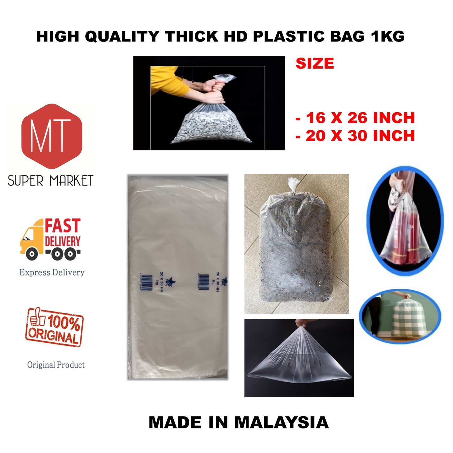 Plastic Borong Tapao HD 20 X 30 1 KG Plastic Bag / Beg Plastik / Plastik Bungkus HDPE Star