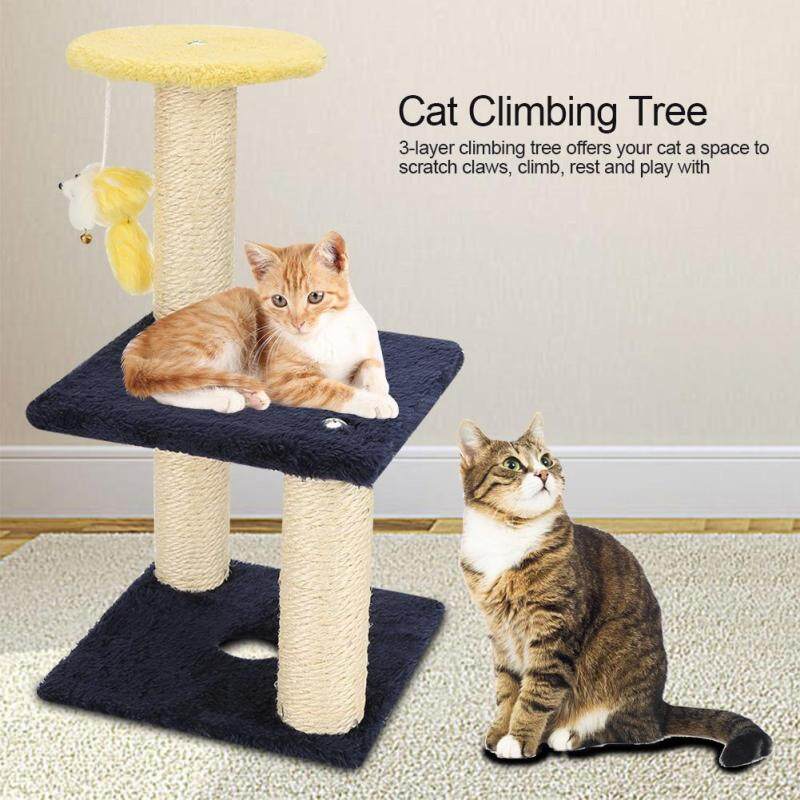 3 lớp Cát Leo Cây Làm Trầy Xước Bài Tàu và Đồ Chơi Treo Nhà Thú Cưng Trung Tâm Hoạt Động