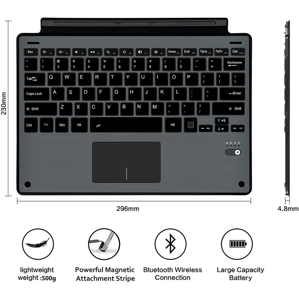 [Hexna] Microsoft Surface Bluetooth Wireless Keyboard for Microsoft Surface Go 1 Go 2 Pro 7 Pro 6 Pro 5 Pro 4 Pro 3 Cover Ultra-