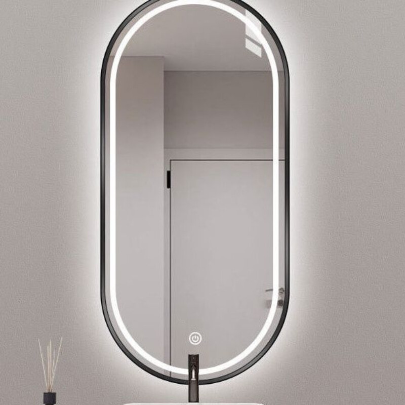 LED Lighted Oval Wall Mounted Touch AntiFog Bathroom Mirror Smart