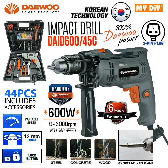 MYDIYHOMEDEPOT DAEWOO 44PCS Accessories 600W Electric Impact Hammer