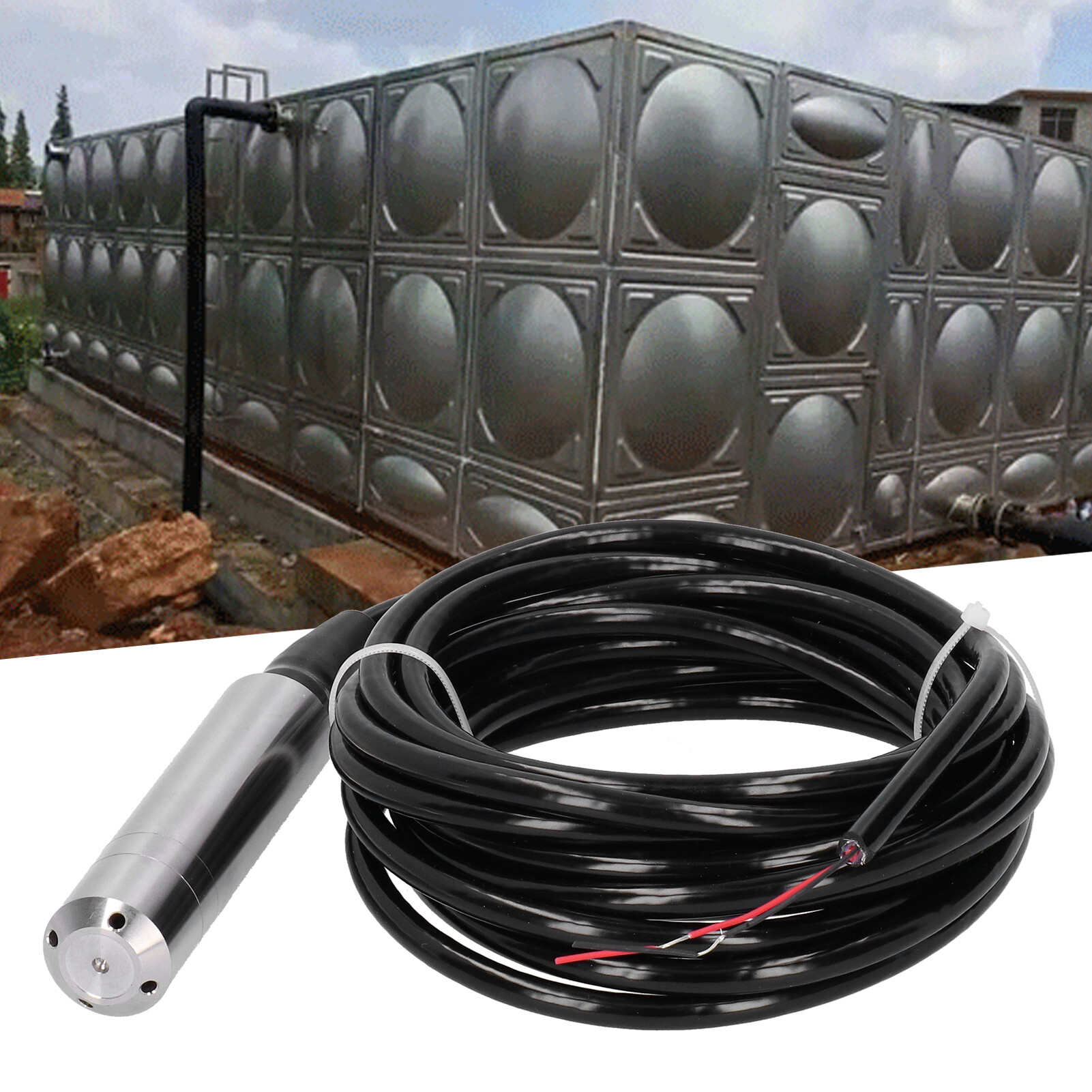 YB‑2J‑F Liquid Level Transmitter 5m Cable Water Level Sensor Detector 12‑32VDC 4‑20mA