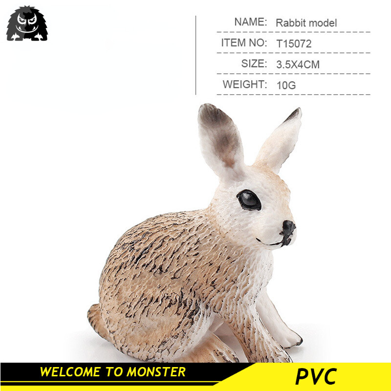 Simulation Forest Wild Rabbit Model Ornament Solid Static Rabbit Hare Shape Toy PVC Miniature Collection Toys Educational Kids Toy Toys for Boys Toys for Girls