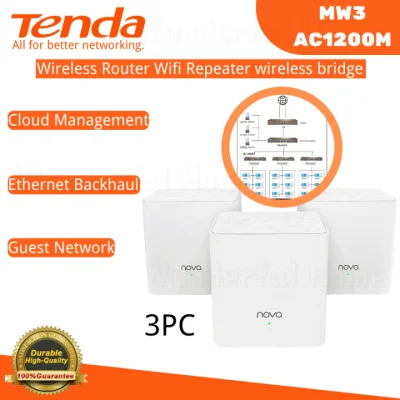 Tenda Nova MW3 (3PACK) AC1200 MU-MIMO Whole Home Mesh WiFi System AP Mode / Wireless Router for UniFi Maxis Fiber Time Fibre