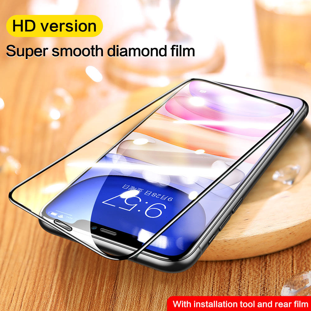 SmartDevil Siêu Mịn Kim Cương Miếng Bảo Vệ Màn Hình Cho Iphone 11 11Pro 11Pro Max X XS XR XSmax Tempered Miếng Dán Film Thủy Tinh Bảo Hiểm Đầy Đủ Chống Cháy Nổ Rõ Ràng Chống-Bluelight BL-9H Độ Cứng