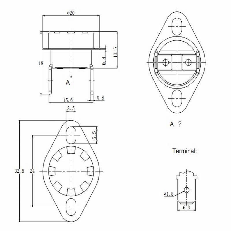 1Pcs,KSD301อุณหภูมิ N/O ปกติเปิดควบคุมสวิทช์ควบคุม160 °C 320 °F - Muse ...