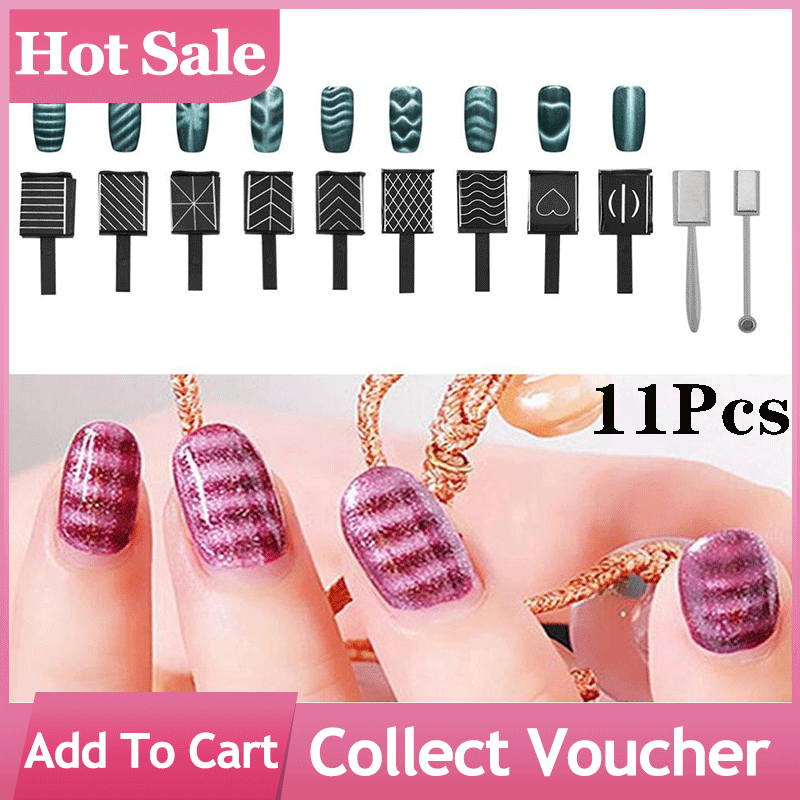 Comeup 11Pcs/Set 3D Cat Eye Magnetic LED Polish Soak Off UV Gel Magnet Stick Manicure Nail Art Tools