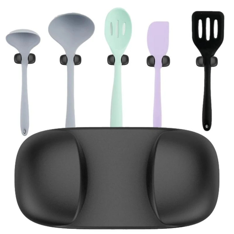 Rice Spoon Storage Rack Multifunctional Hooks Self-adhesive Holder Racks Wire Plug Organizer for Kitchen Accessories