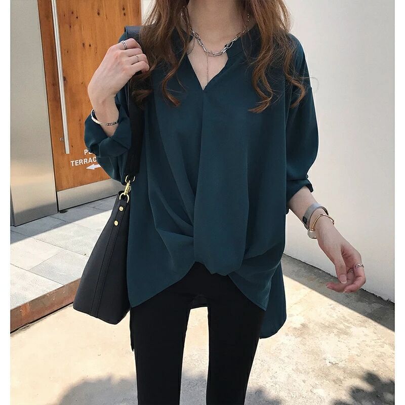 Women Plus Size V Neck Long Sleeve 