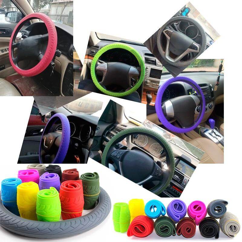 Car Silicone Steering Wheel Case Cover Shell Skidproof Car Accessories For Audi Nissan Peugeot Honda KIA Hyundai LADA BMW etc.