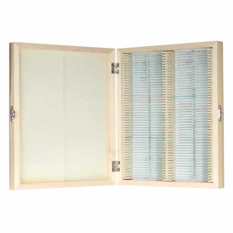 KKmoon 100pcs/set Prepared Microscope Slides Animal Plants Insects Tissues Specimens Slides Set with Wooden Case for Basic Biological Science Education (Standard) Malaysia