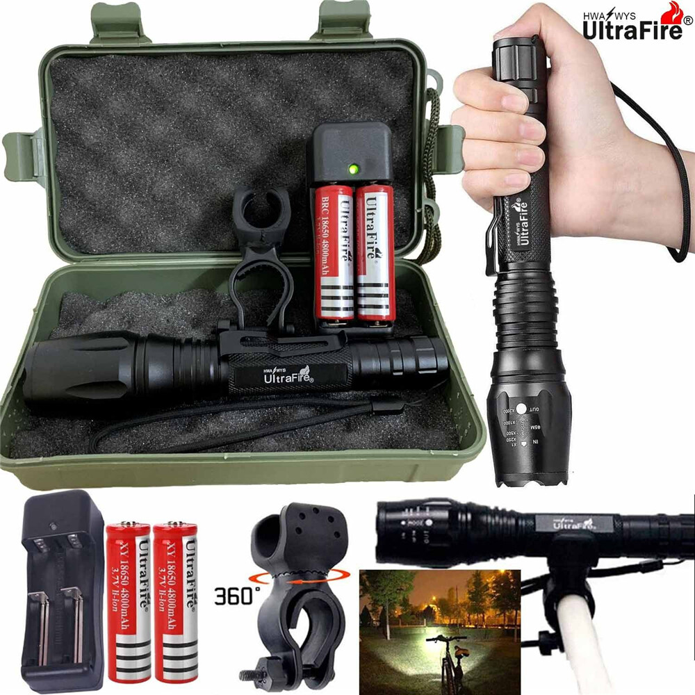 Virwir Original Ultra-Fire 100000LM T6 LED Flashlight Ultra Bright Torch 18650 Work Light Portable Waterproof