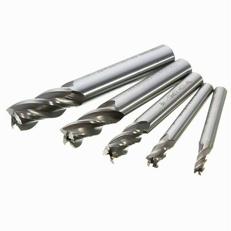 5 cái CNC End Mill Máy phay HSS Mũi khoan thẳng mũi khoan 4 sáo