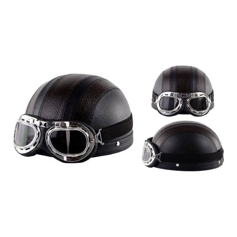 Kura Kura MHR Helmet Harley Retro Synthetic Leather Half Face ...