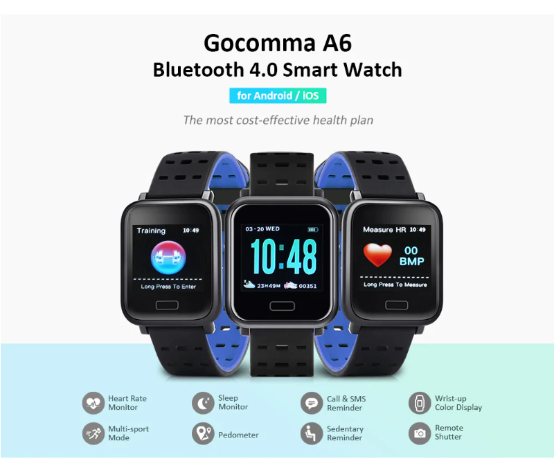 Smart Watch A6 For Men & Women Heart Rate Monitor Blood Pressure Waterproof Smart Bracelet Smart Watch Clock For IOS Android Phones Malaysia