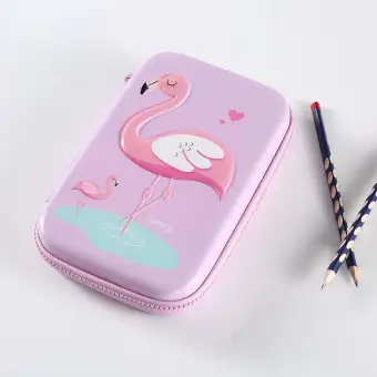 Tahan Air Eva Kreatif Tempat Alat Tulis Kartun Lucu Flamingo Pola