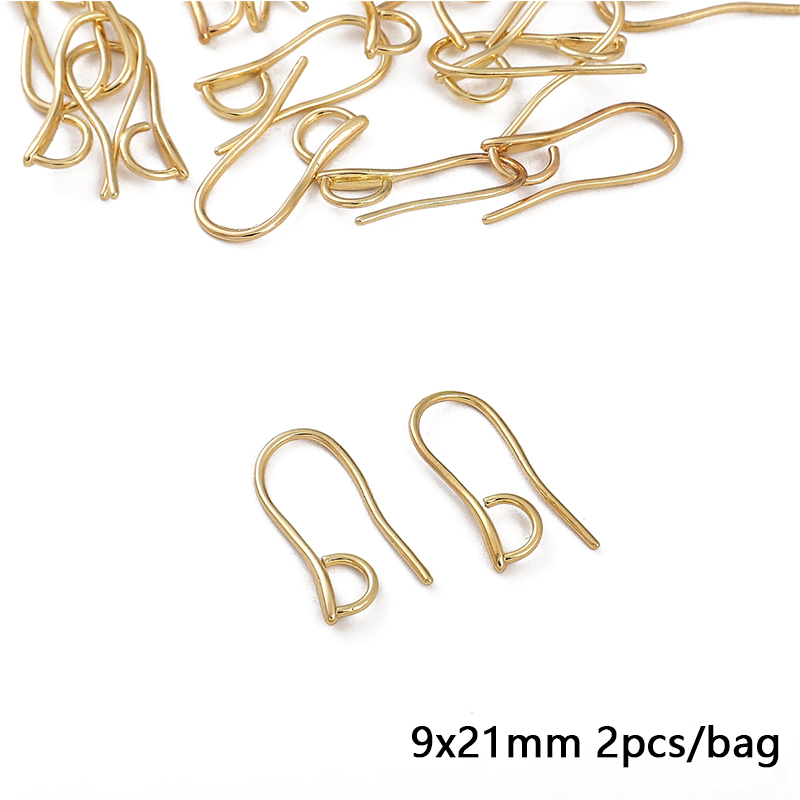 2pcs 14K Gold Plated Brass Stud Earring Hooks for Fashion Earring Jewelry Findings Making