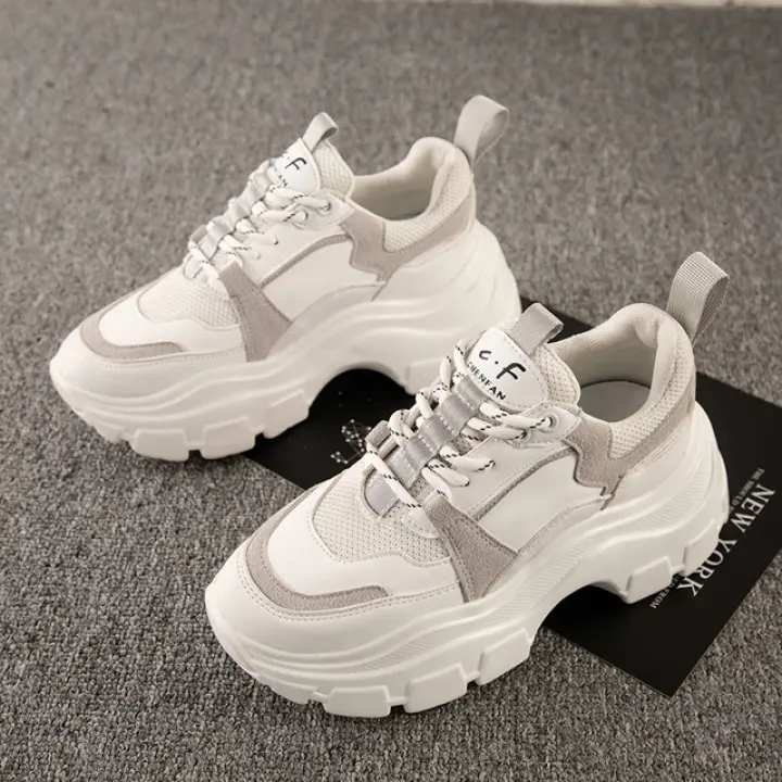 white platform chunky sneakers